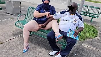 Hijab-clad Muslim Bbw Milf Begs A Stranger At The Bus Stop To Drench Her Thick, Meaty Pussy Lips With His Load Twice In Public
