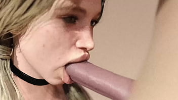 Massive Pale Cock Getting Deepthroated By A Platinum Blonde Slut