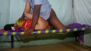Tamil Aunty In Silk Saree Getting Pounded Doggy Style On The Home Floor