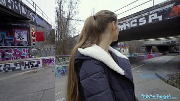Beneath The Shadowy Tunnel, Public Agent Kinuski Surrenders To A Massive Spanish Cock, Taking Every Thick Inch Under The Open Sky.