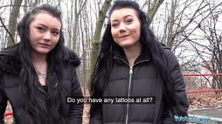 Double The Trouble: Twin Temptresses Lured Into Lewd Liaisons On The Sidewalk