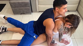 Sweaty, Ripped Trainer Dominates Petite Colombian Beauty In Scorching Hot Gym Session