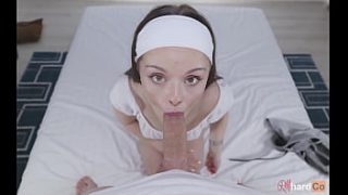 Amateur Blowjob Pov – Sexy Green-eyed Brunette Gives Slobbery Head And Gets Drenched In A Massive Facial – Rmhardco