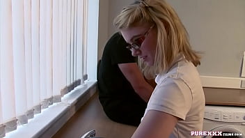 Naughty Nanny In Spectacles Gets Pounded Hard On The Kitchen Counter