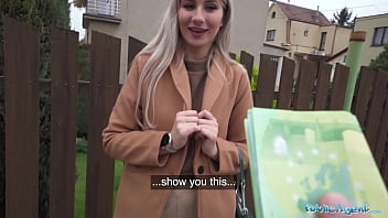 Naughty Blonde Bares Her Perfect Tits For Money And Gets Pounded By A Massive Cock In The Basement
