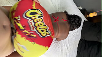 Thick Ebony Goddess Spreads Wide For White Stud’s Thrust Through Ripped Yoga Pants