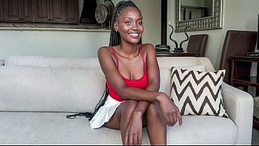 Stunning Ebony Beauty Ravaged By Massive White Cock In Raw Couch Audition