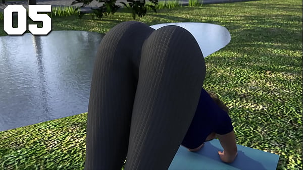 Sweaty Yoga Babe Spreads Wide In Downward Dog