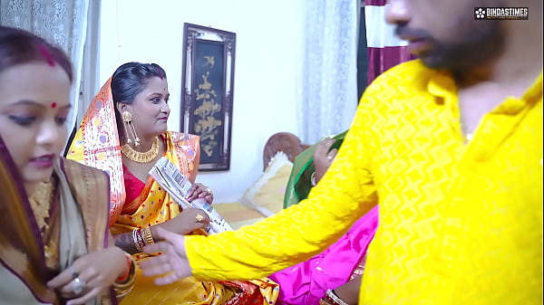 Desi Horny Indian Three Bhabhis Begging Their Dewar To Fuck Them In A Wild Bhabhi Gangbang Party With Full Hindi Audio