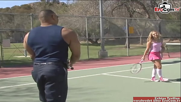 Sporty 18-year-old Blonde Babe Gets Picked Up For A Sweaty Match On The Tennis Court